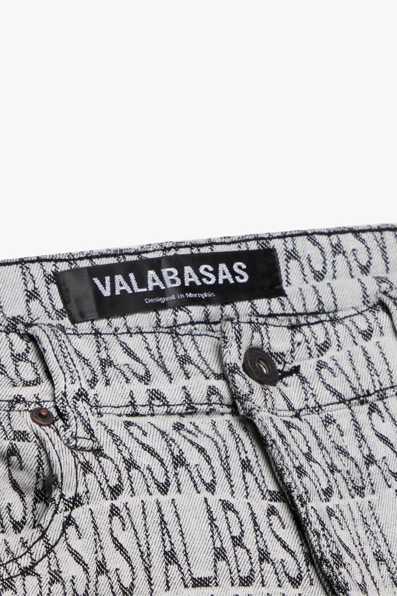 VALABASAS"IMPRINT" BLACK WHITE BAGGY DENIM JEAN