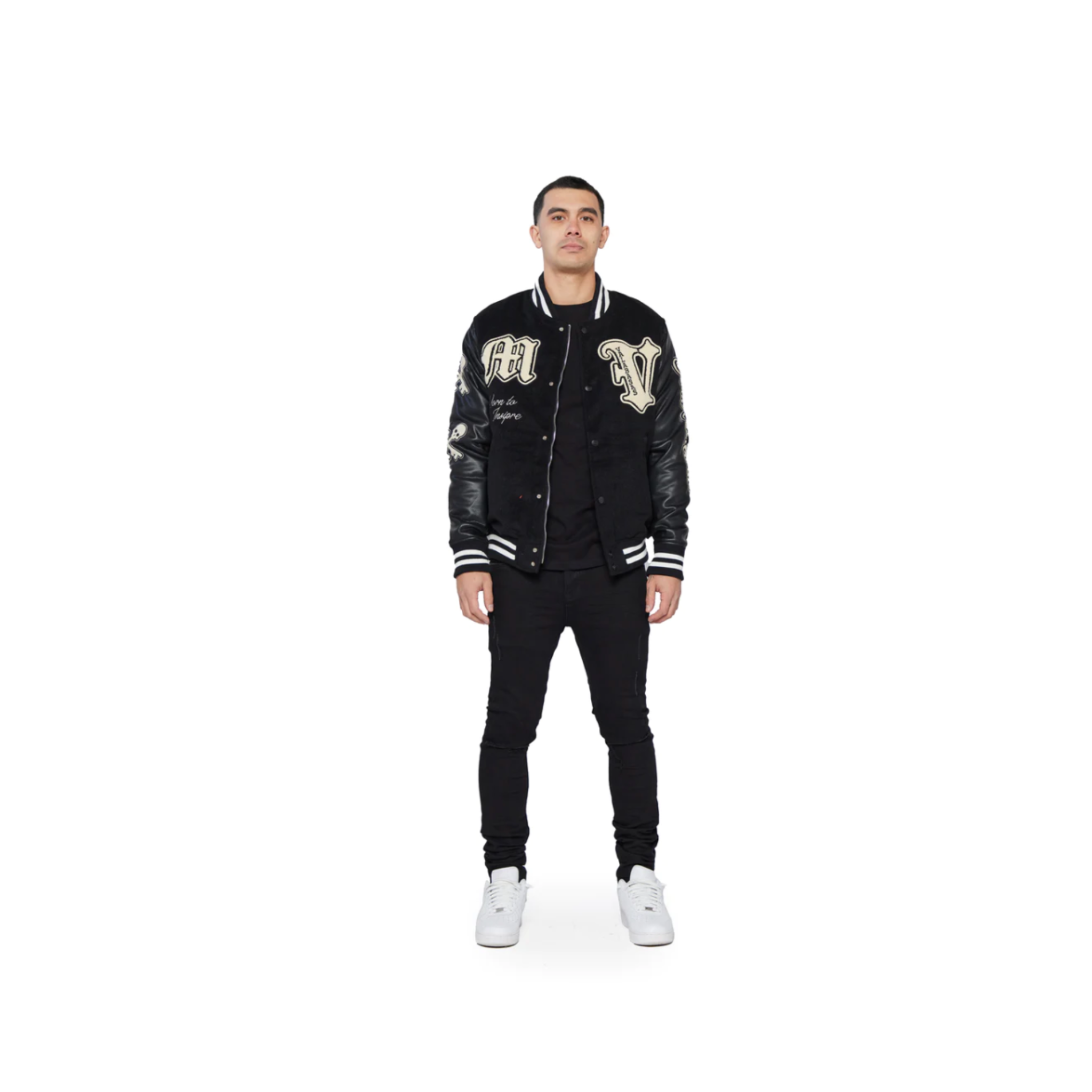 VALABASAS 'SKULLS VARSITY' JACKET (BLACK)