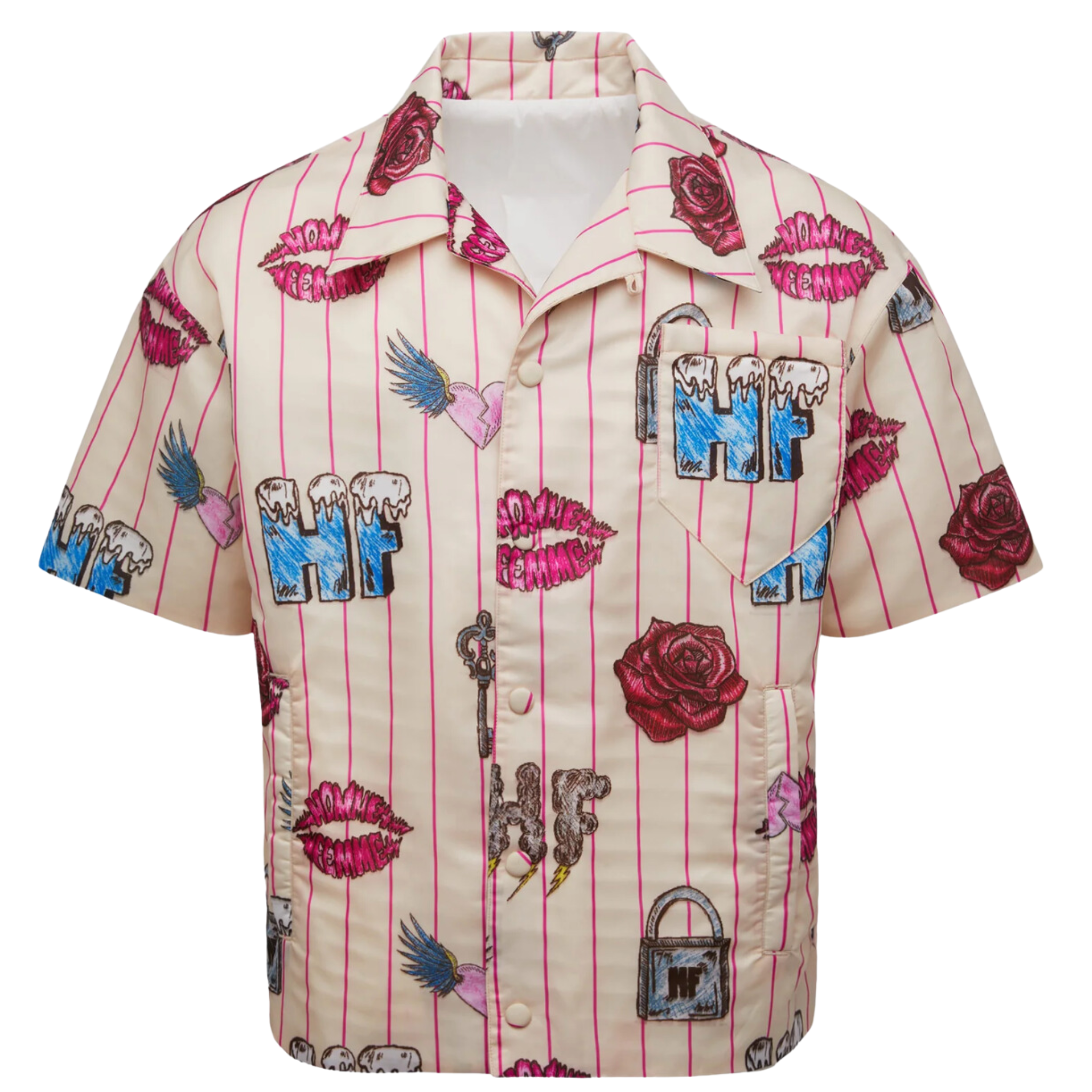 HOMME+FEMME DOODLE PUFFER SHIRT CREAM