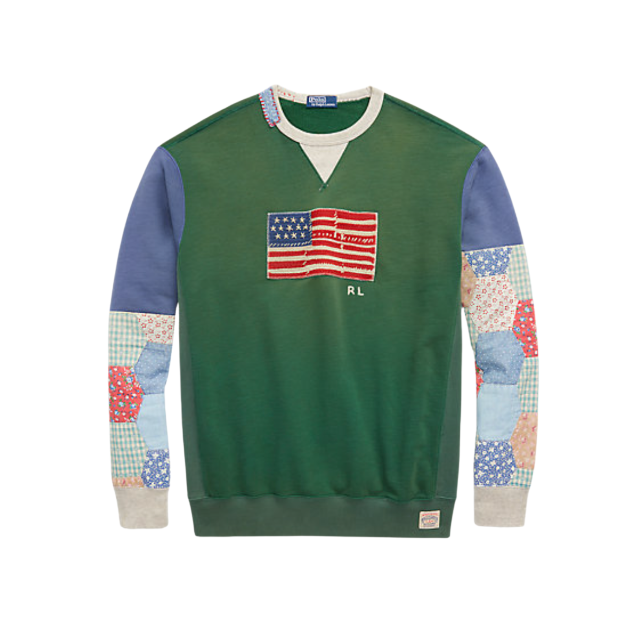 RALPH LAUREN FLAG PATCHWORK-SLEEVE FLEECE