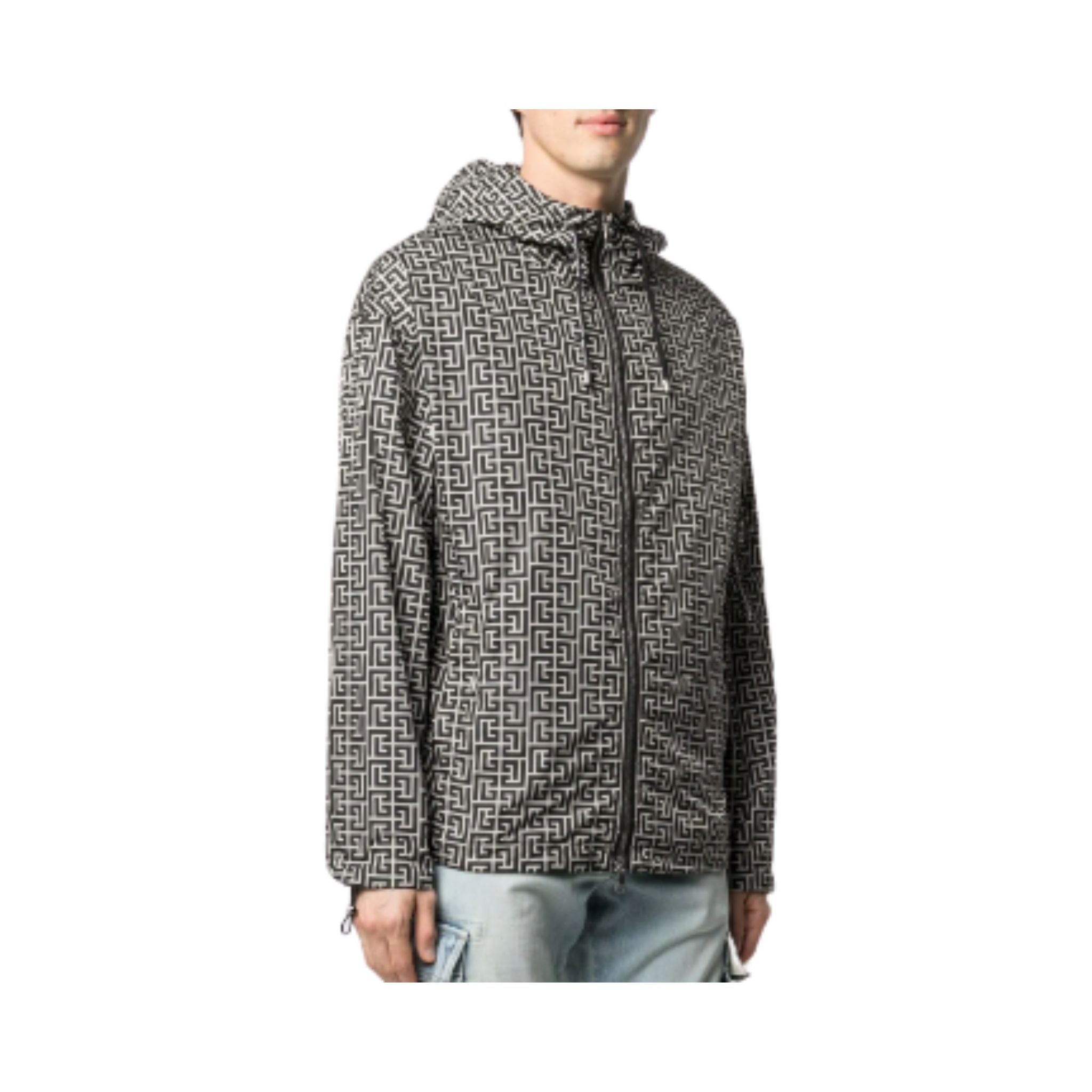 BALMAIN PARIS MONOGRAM PRINTED HOODIE