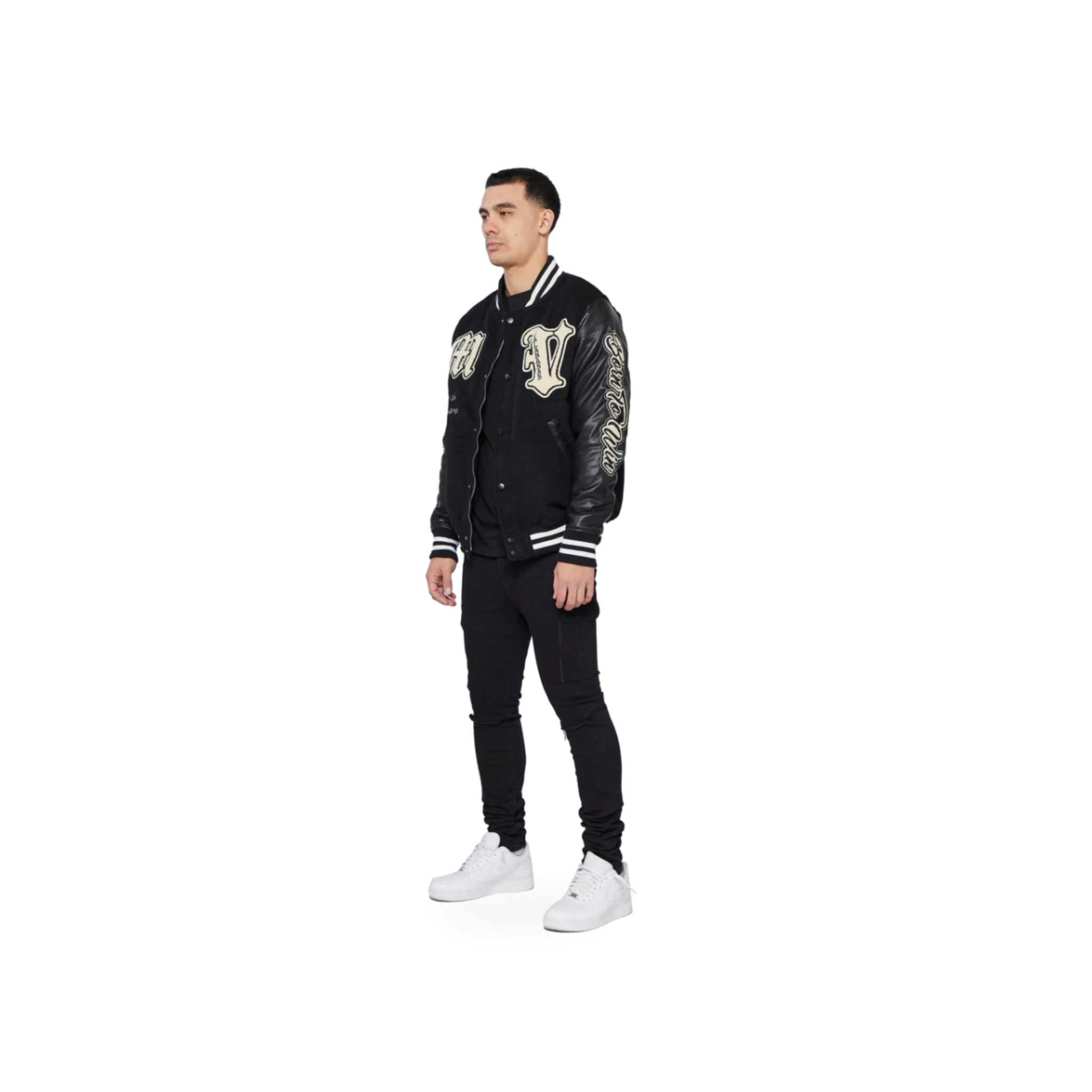 VALABASAS 'SKULLS VARSITY' JACKET (BLACK)