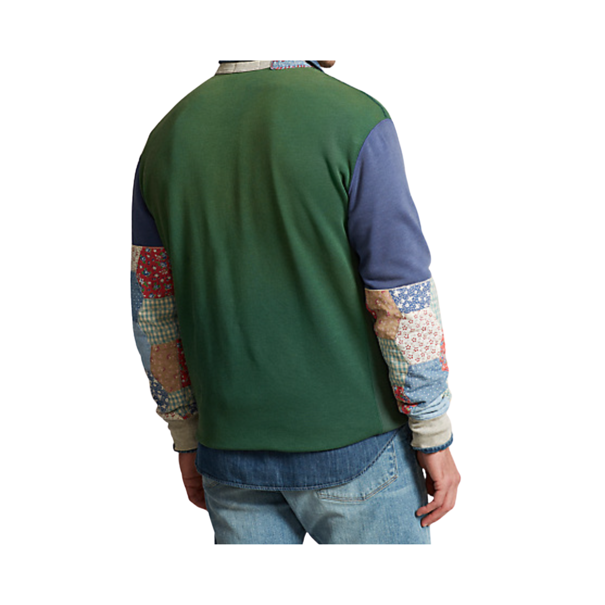 RALPH LAUREN FLAG PATCHWORK-SLEEVE FLEECE