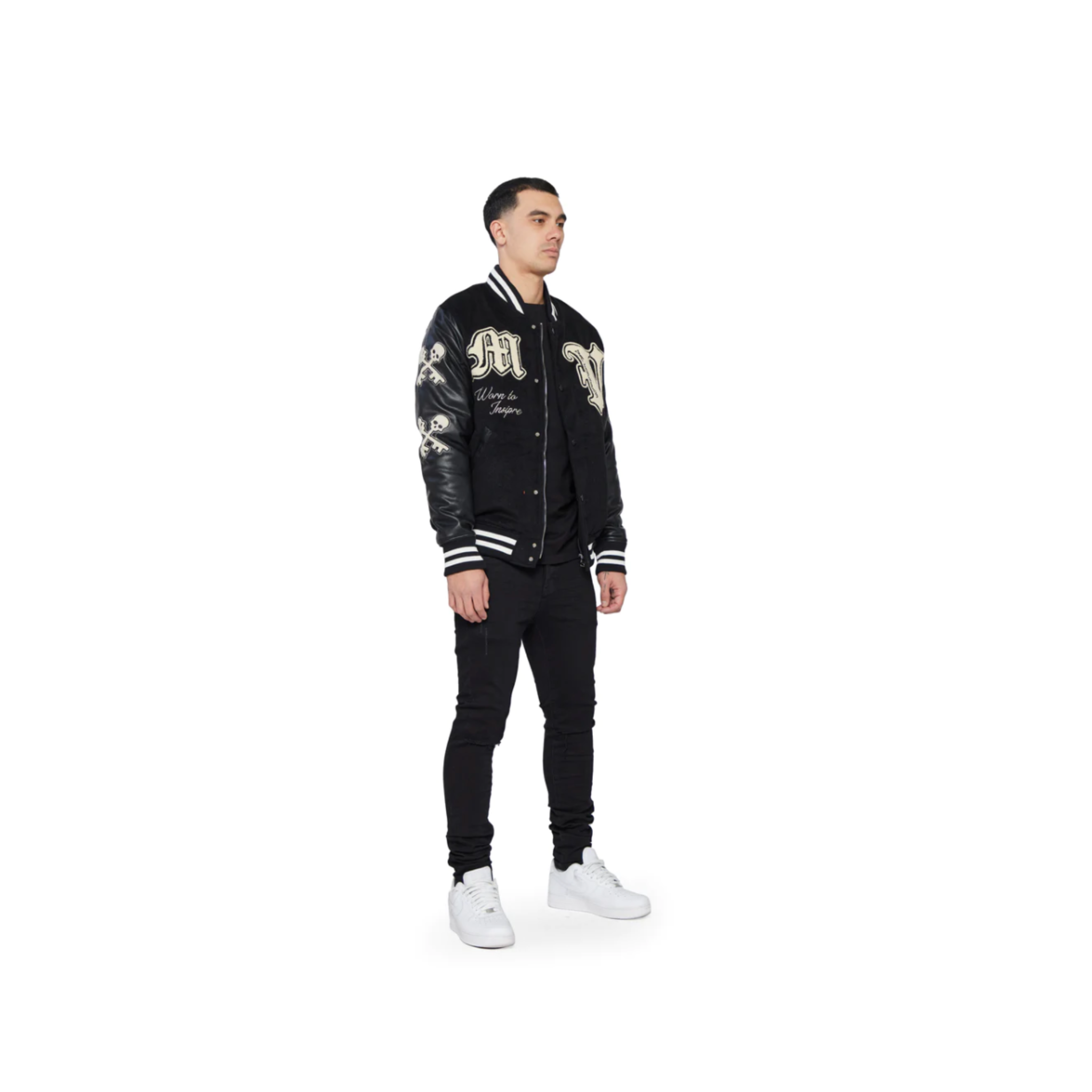 VALABASAS 'SKULLS VARSITY' JACKET (BLACK)