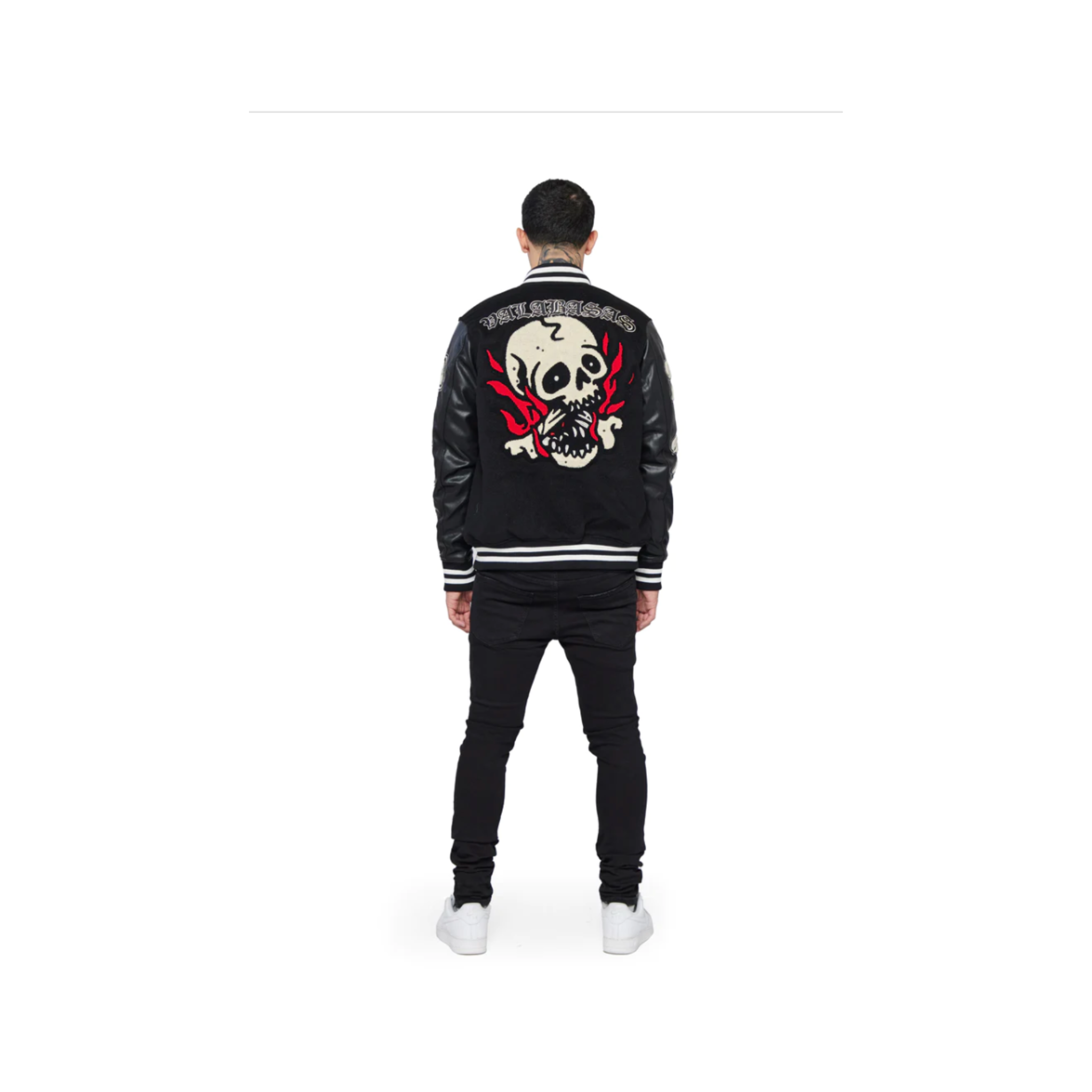 VALABASAS 'SKULLS VARSITY' JACKET (BLACK)