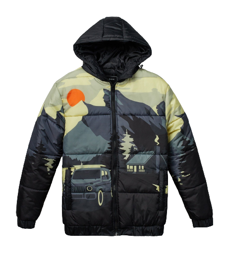 REASON Basecamp Allover Print Puffer Jacket