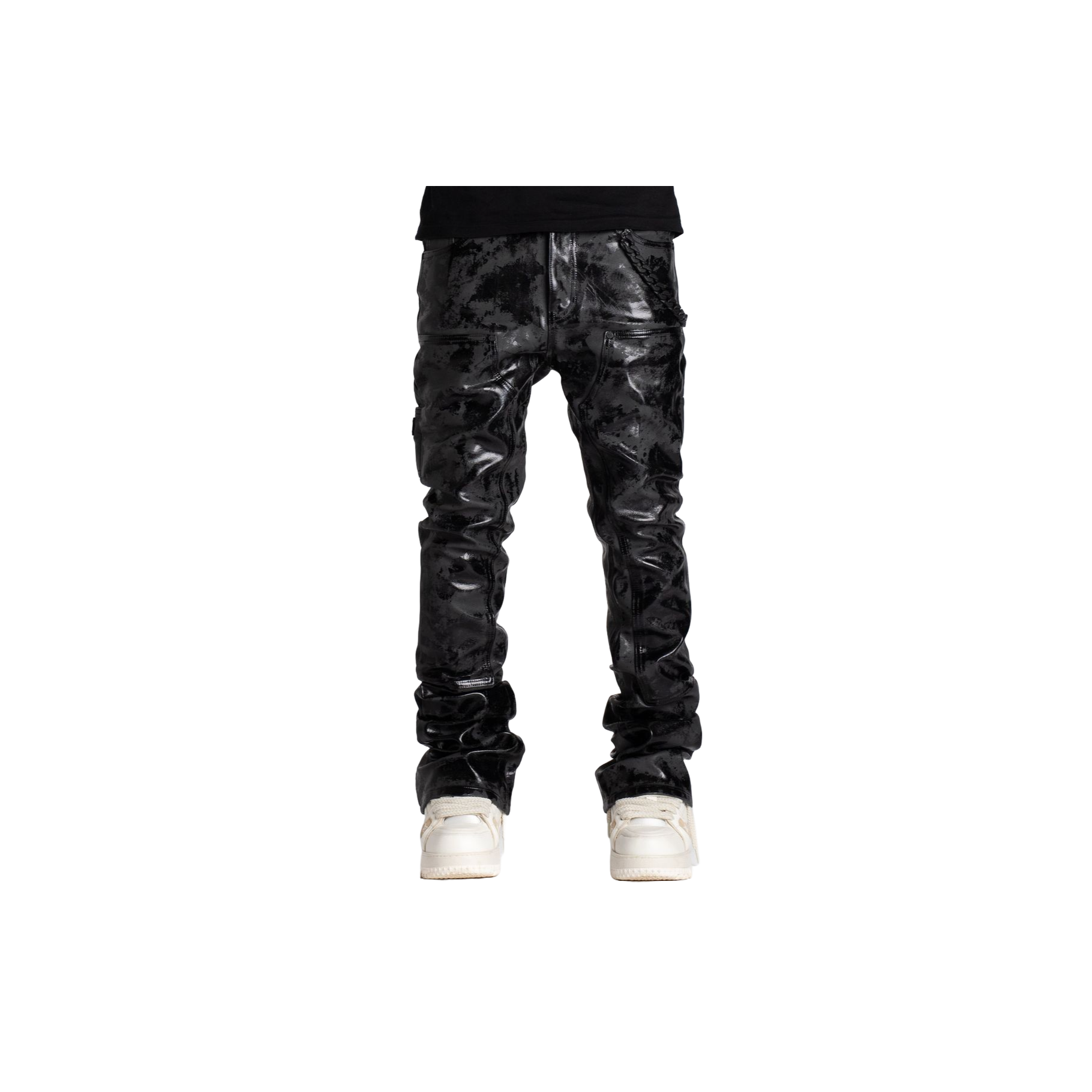 GUAPI Jet Black Leather Carpenter Denim