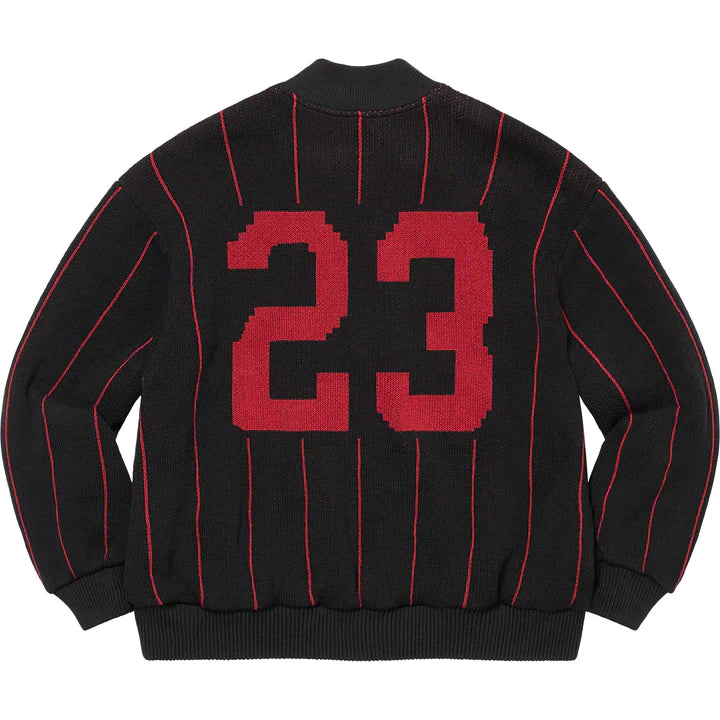 SUPREME Pinstripe Varsity Zip Up Sweater