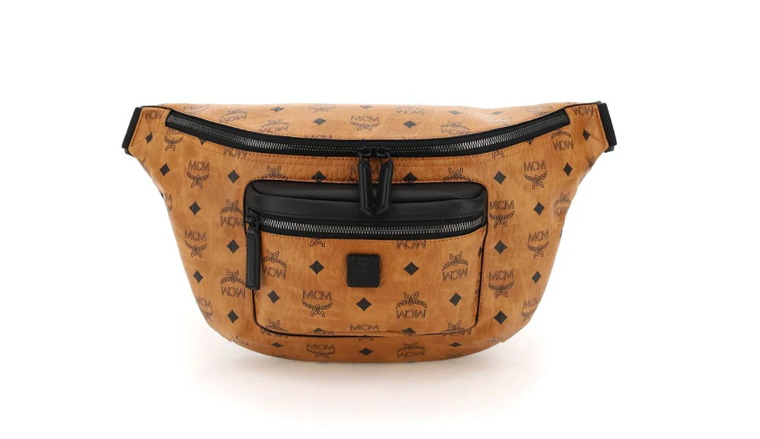 MCM Allover Logo Printed Zipped Belt Bag