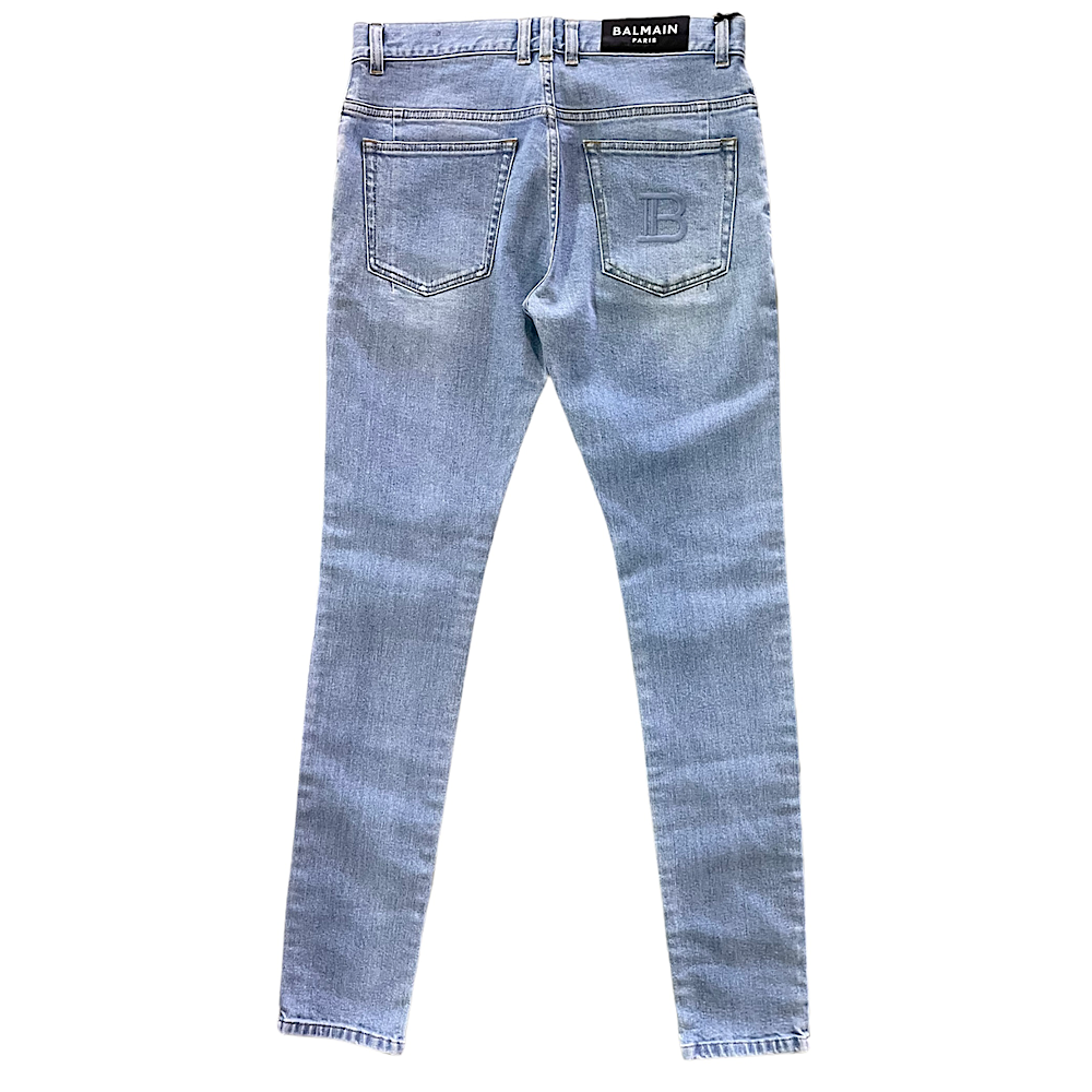 BALMAIN PARIS SLIM CUT LIGHT BLUE ECO DESIGNED DENIM