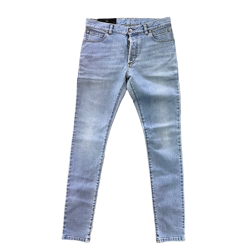 BALMAIN PARIS SLIM CUT LIGHT BLUE ECO DESIGNED DENIM