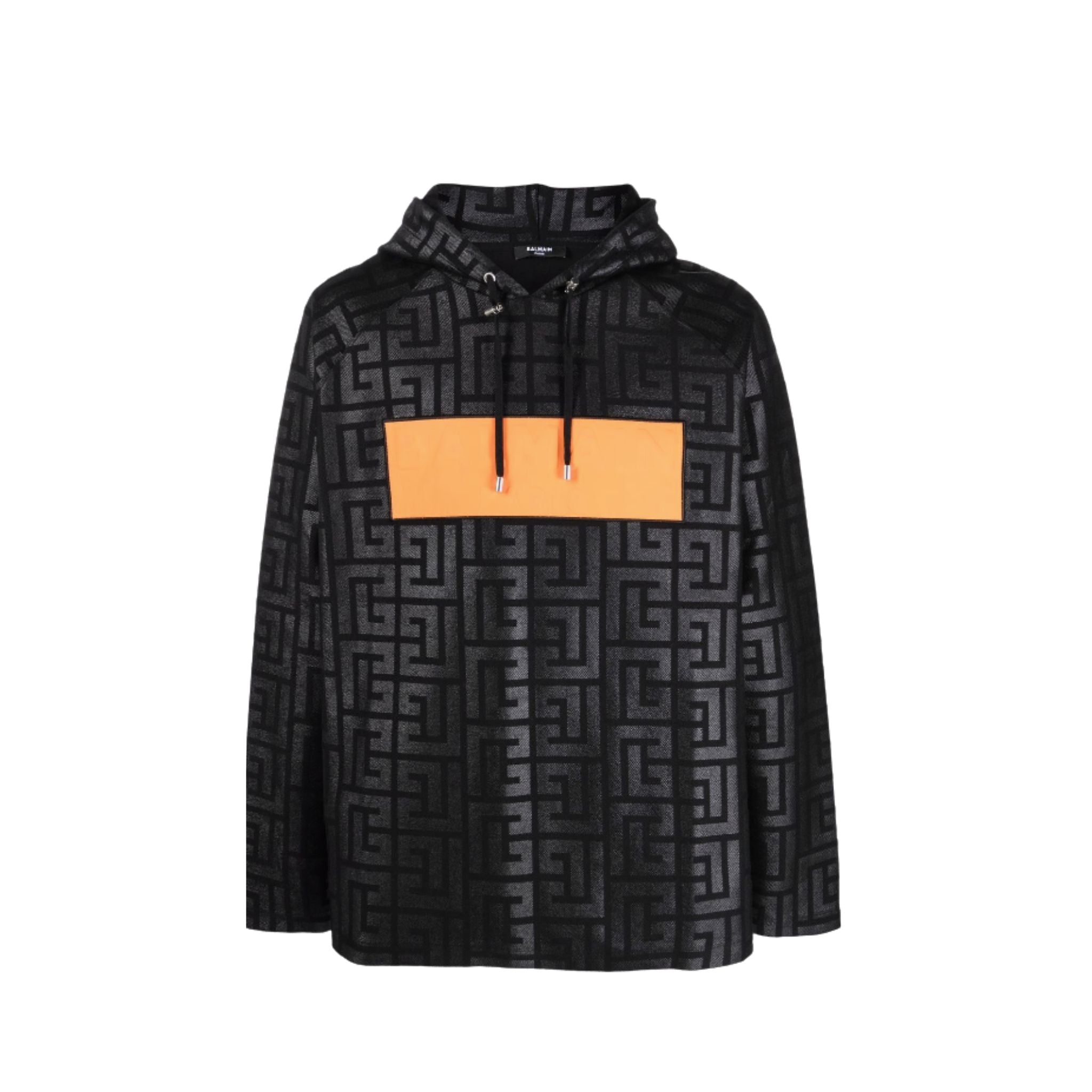 BALMAIN PARIS MONOGRAM LOGO TAPE HOODIE